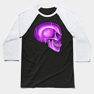 Purple Angry Skull Side View Baseball T-Shirt